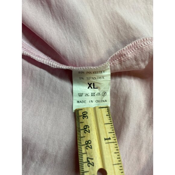 Womens Pink Tunic Top XL Smocked Sleeveless Ruffle Trim Pleated Y2K Boho - Picture 4 of 6